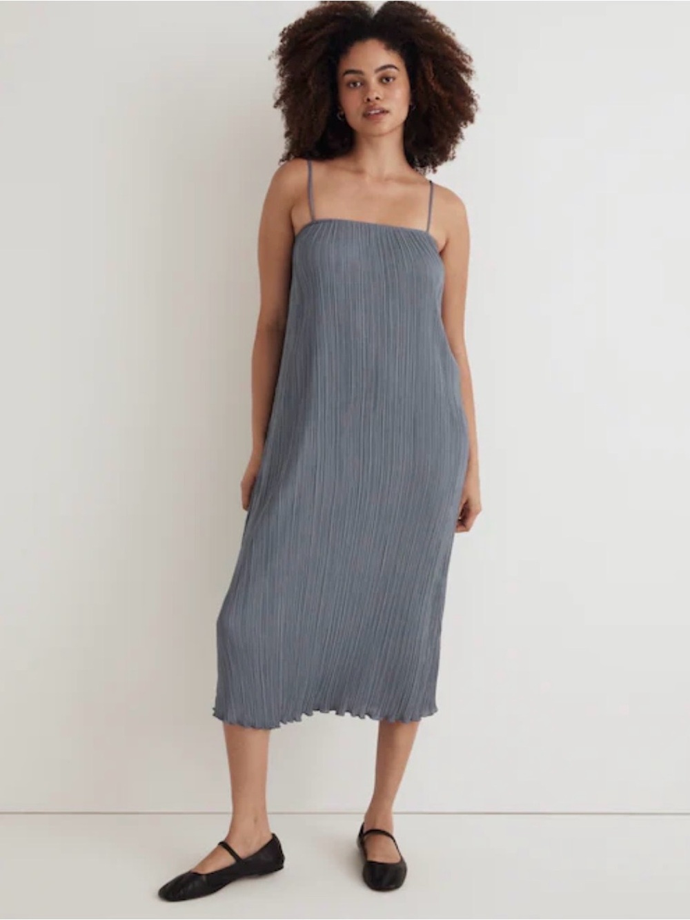 Madewell Women’s The Goldie Dress in Plisse Teapot Blue Size 12 New w Tag $128